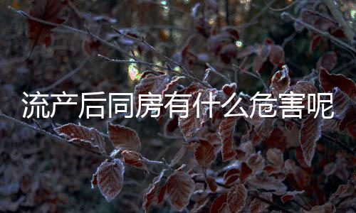 流产后同房有什么危害呢?